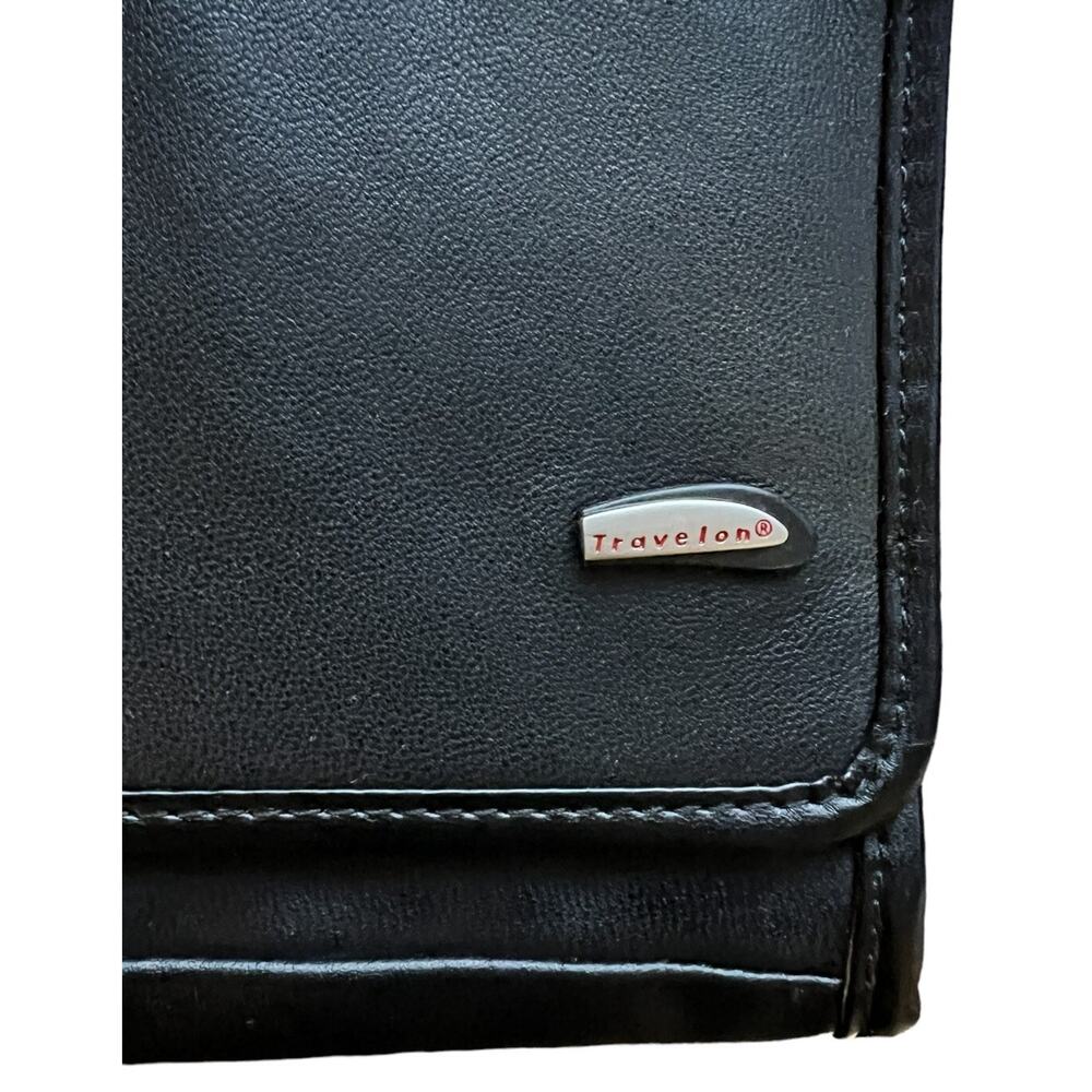 Travelon Leather Crossbody Purse Black Credit Card Belt Loop Boarding Pass Slot - Picture 6 of 16